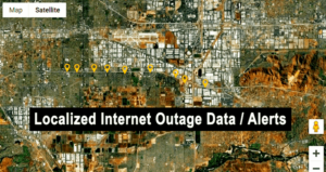 Map showing Internet outage locations in neighborhood